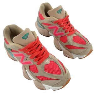 New Balance Women's 8.5 Beige/Pink Leather Athletic Shoes Sneakers Preowned